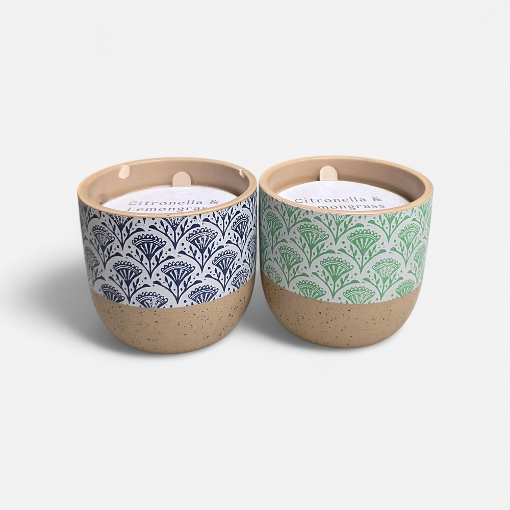 Set of Two Citronella & Lemongrass Scented Candles.